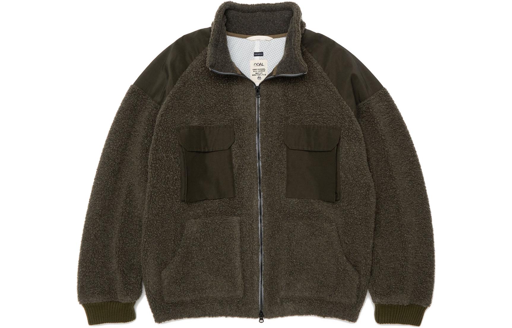 Куртка nanamica FW22 Vintage Wool Fleece Jacket (бежево-синяя) — фото 6