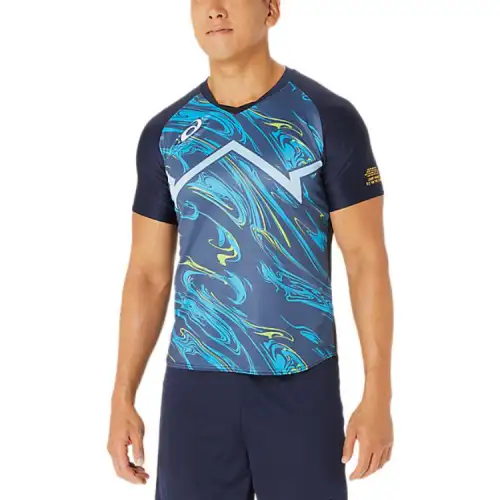 ASICS T Shirts Unisex Midnight Crew Neck Moderate Straight Fit