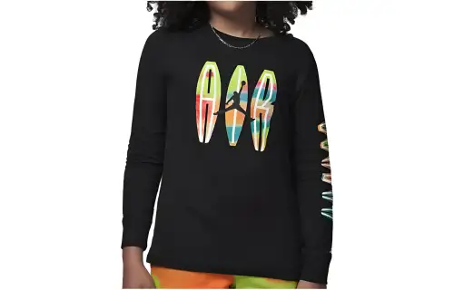 Jordan T Shirts Kids Black Crew Neck Moderate Straight Fit