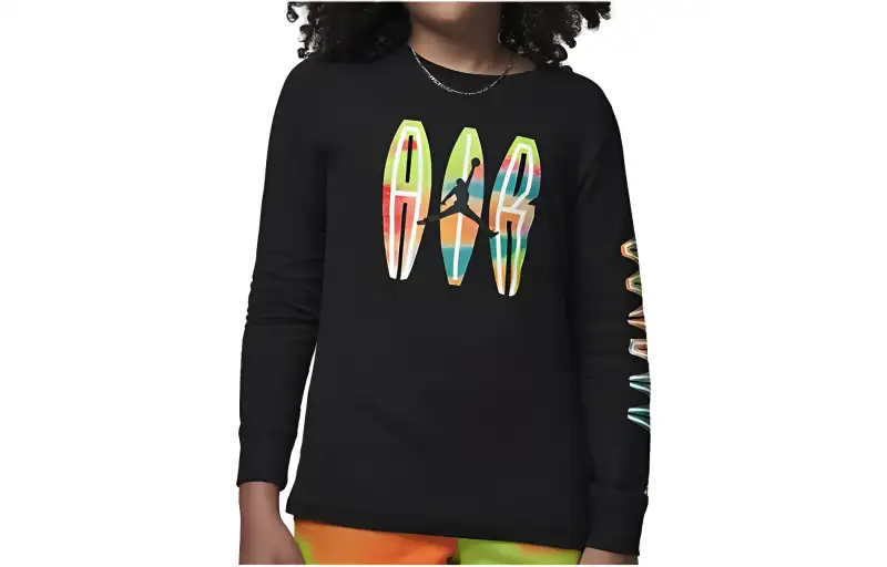 Jordan T Shirts Kids Black Crew Neck Moderate Straight Fit