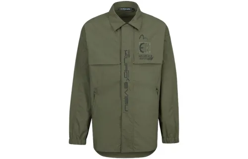 EVISU Jackets Men's Dark Army Green Lapel Moderate Workwear