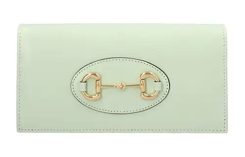 GUCCI Calfskin Wallet, Crossbody Bag, Shoulder Bag Women's Light Green