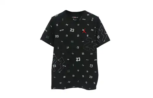 Jordan T Shirts Men's Black Crew Neck Moderate Straight Fit