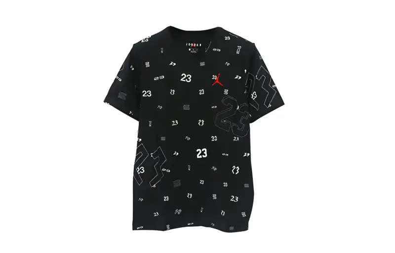 Jordan T Shirts Men's Black Crew Neck Moderate Straight Fit