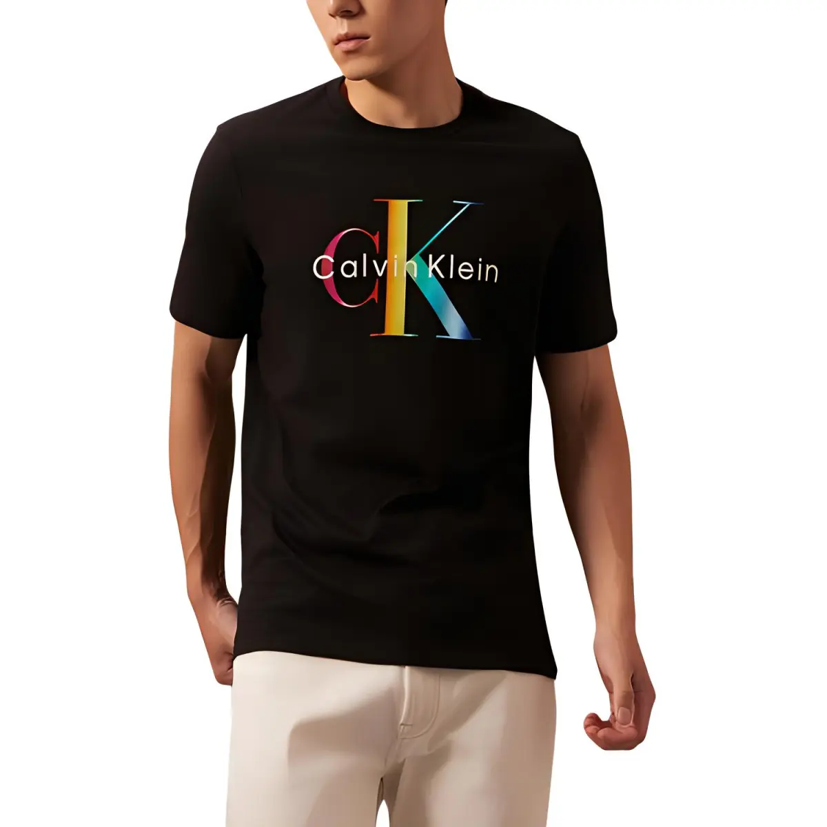 CALVIN KLEIN Rainbow Series T Shirt Men's Space Black