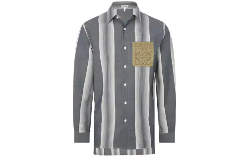 LOEWE Shirts Men's Light Blue Lapel Moderate Other