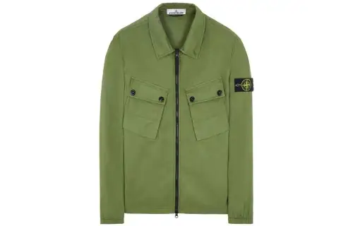 STONE ISLAND Jackets Men's Olive Green Lapel Moderate Other