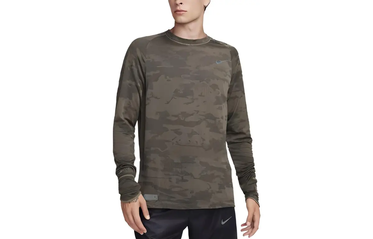 Nike THERMA-FIT ADV T-Shirts Men's Olive Crew Neck Moderate Straight Fit