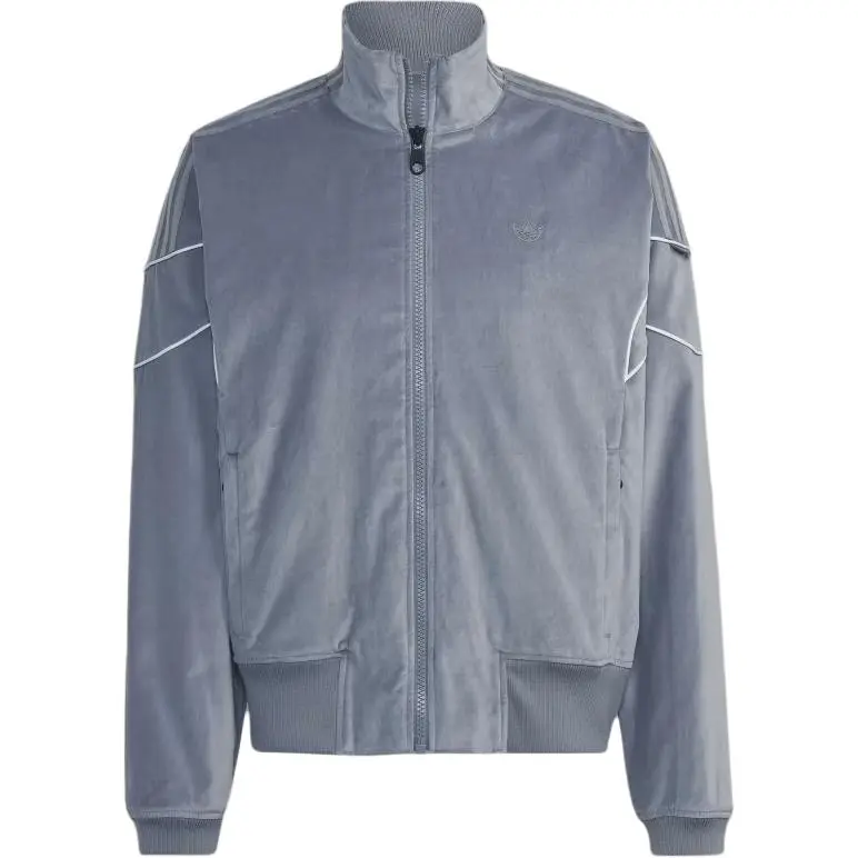 Adidas Originals Jackets Men's Gray Stand Collar Moderate Straight Fit