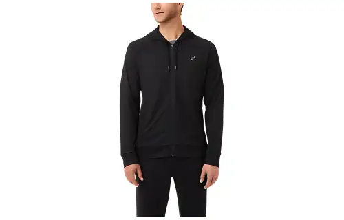 ASICS Sweatshirts Men's Black Hooded Moderate Cardigan
