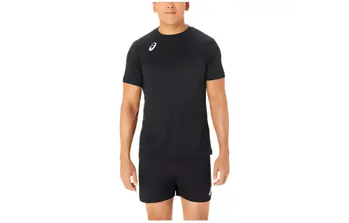 ASICS T Shirts Men's Black Crew Neck Moderate Straight Fit