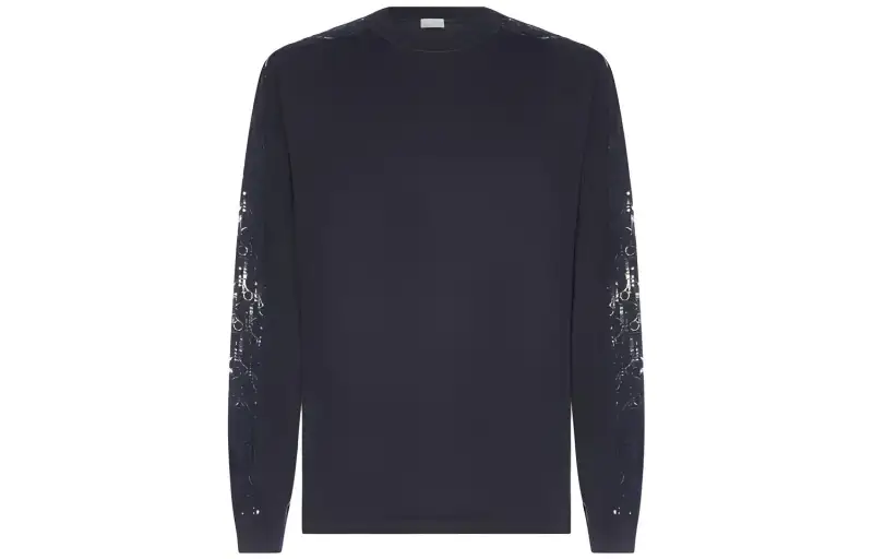 DIOR Quarterly New Products Sweatshirts Men's Black Crew Neck Moderate Regular
