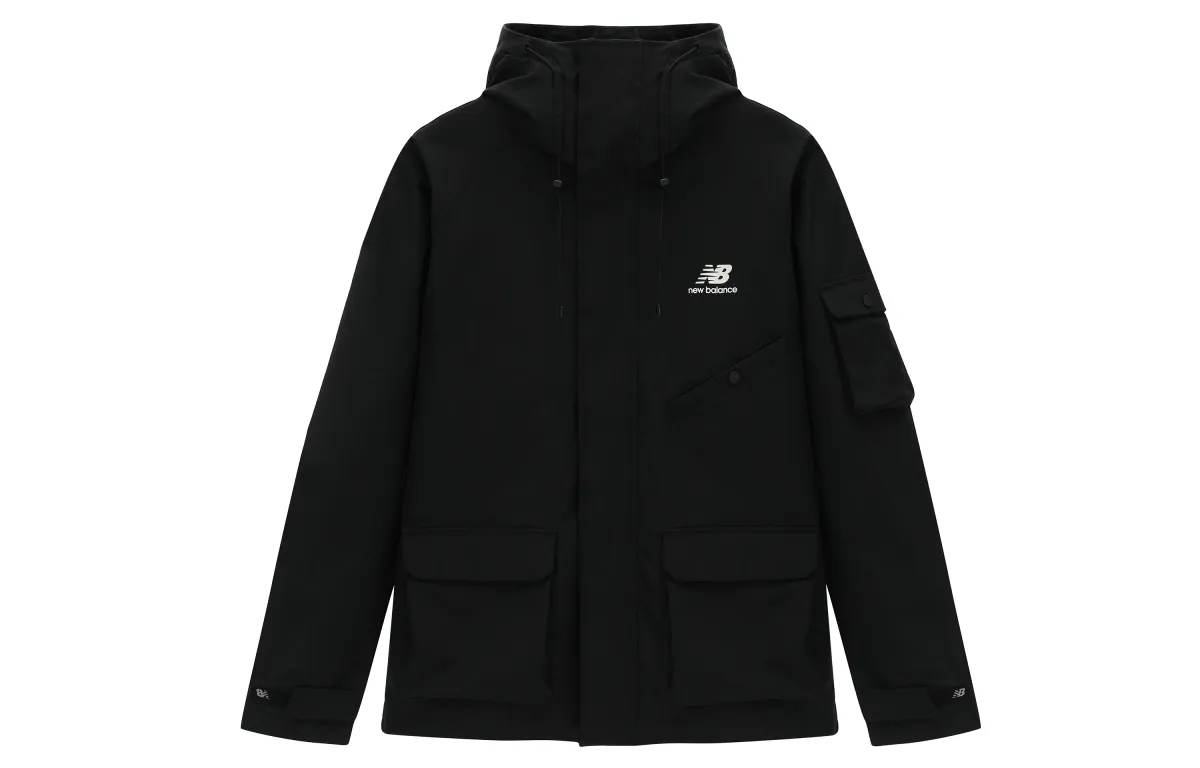New Balance Jackets Unisex Black Hooded Moderate Straight Fit
