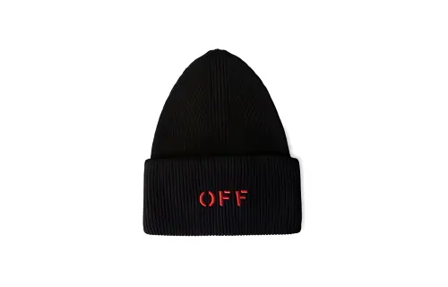 OFF WHITE Cotton, Cashmere Wool Beanies Men's Black