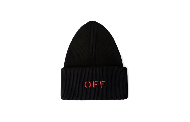 OFF WHITE Cotton, Cashmere Wool Beanies Men's Black