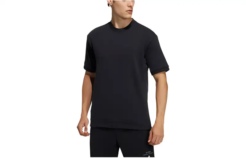 Adidas T Shirts Men's Black Crew Neck Moderate Straight Fit