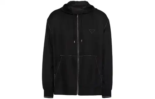 PRADA Jackets Men's Black Hooded Moderate Other