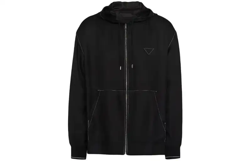 PRADA Jackets Men's Black Hooded Moderate Other