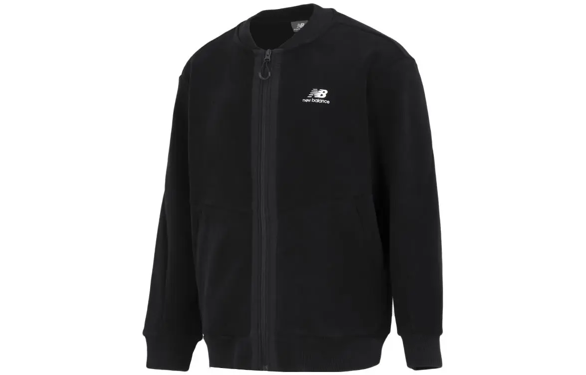 New Balance Jackets Unisex Black Baseball Collar Moderate Straight Fit