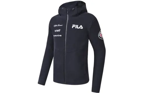 FILA Athletics Jackets Men's Royal Blue Hooded Thickened Straight Fit