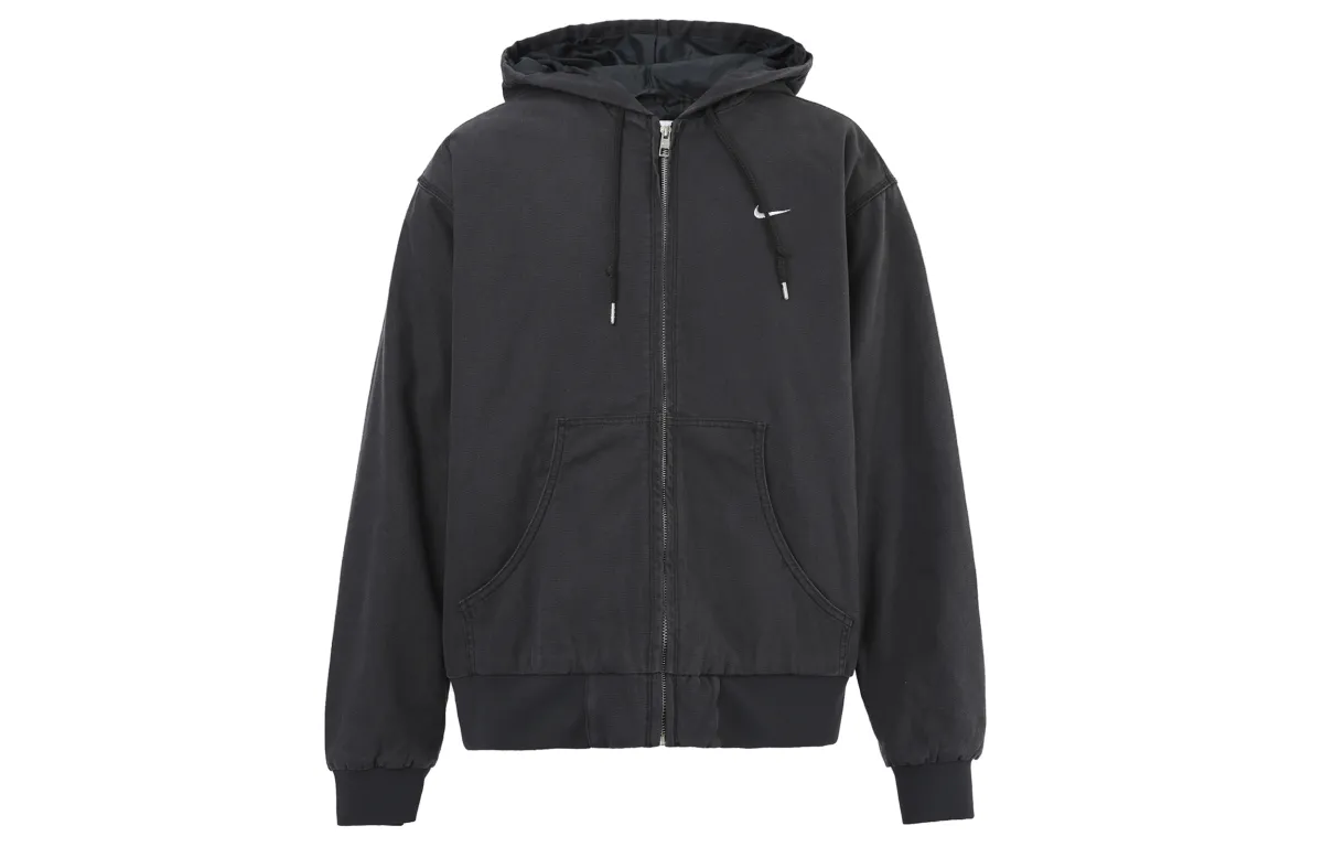 Nike Logo Print Zip-Up Hooded Jacket Black
