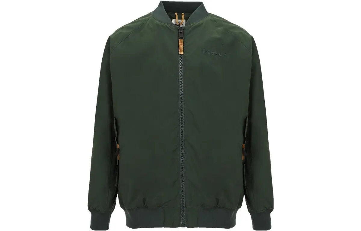 Timberland Jackets Men's Green Baseball Collar Moderate Straight Fit