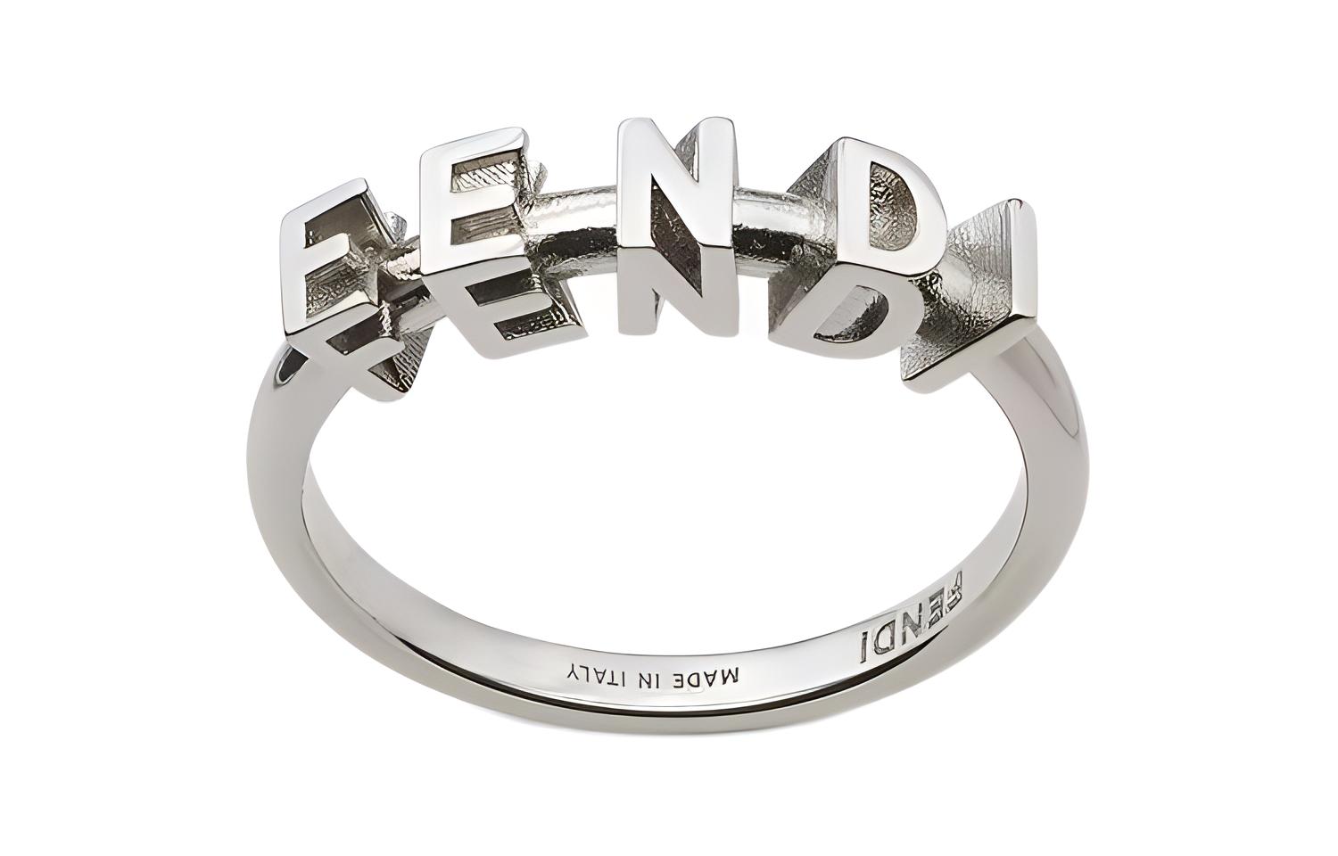 Кольцо Fendi FENDI Logo (серебристое)