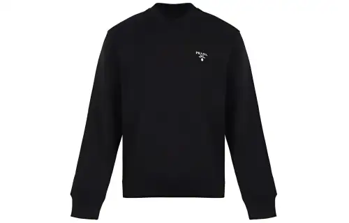 PRADA Sweatshirts Men's Black Crew Neck Moderate Regular