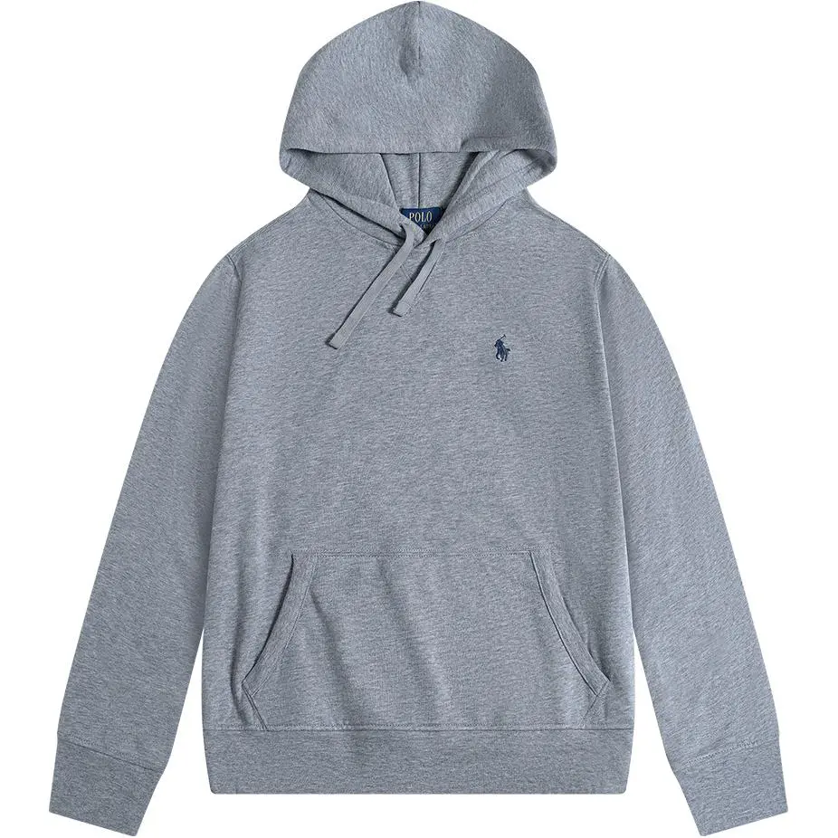 Polo Ralph Lauren Solid Color Pony Logo Embroidery Hooded Fleece Lined Long Sleeved Sweatshirt Men's Gray