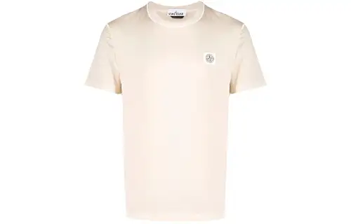 STONE ISLAND T Shirts Men's Ecru Crew Neck Moderate Straight Fit