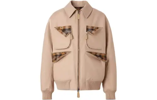 Burberry Jackets Men's Soft Yellow Brown Lapel Moderate Other
