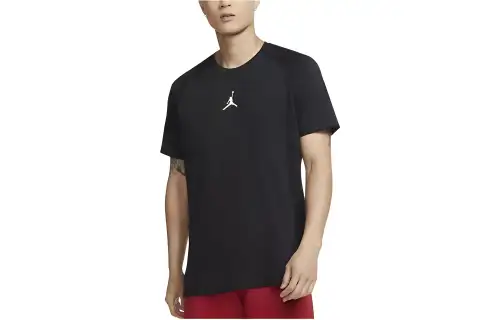 Jordan T Shirts Men's Black Crew Neck Moderate Straight Fit
