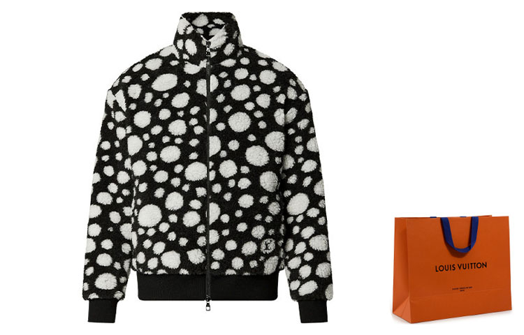 Мужская куртка Louis Vuitton x Yayoi Kusama флисовая (черная)