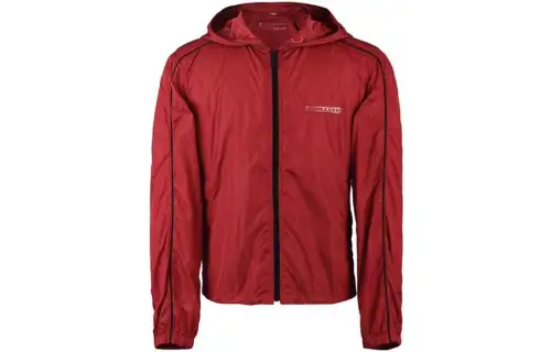PRADA Jackets Men's Red Hooded Moderate Other