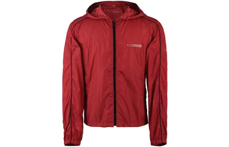 PRADA Jackets Men's Red Hooded Moderate Other