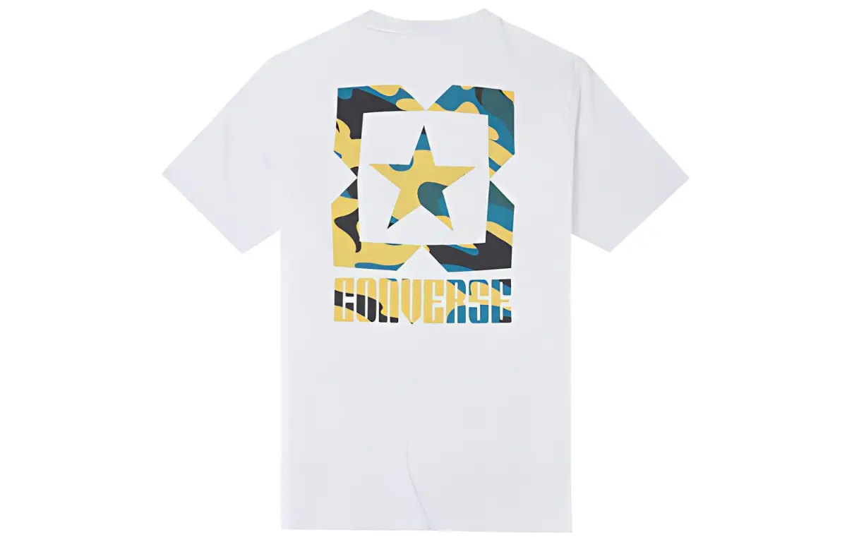 Converse T-Shirts Men's White Crew Neck Moderate Straight Fit
