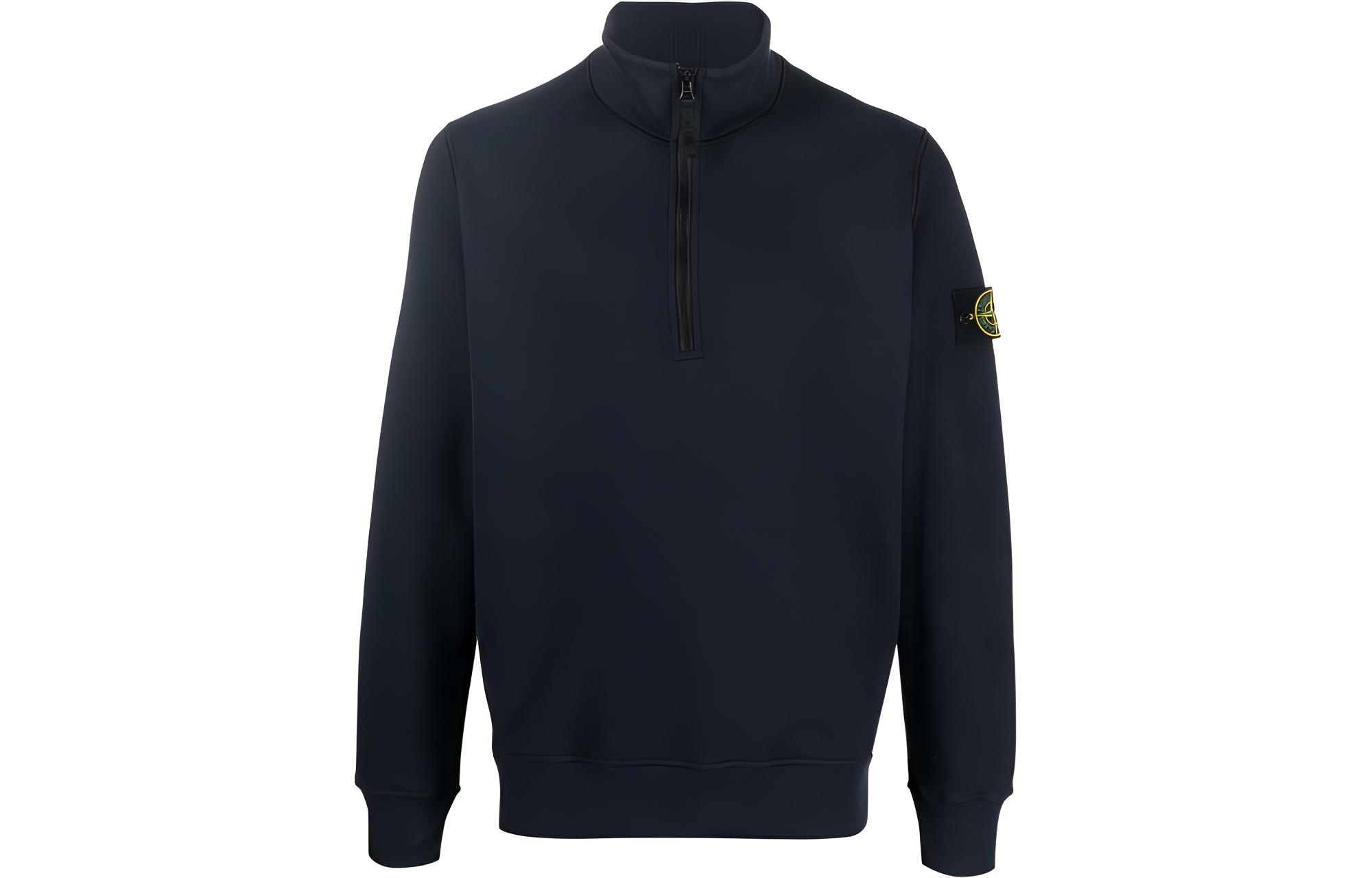 STONE ISLAND Sweatshirts Men's Dark Blue Stand Collar Moderate