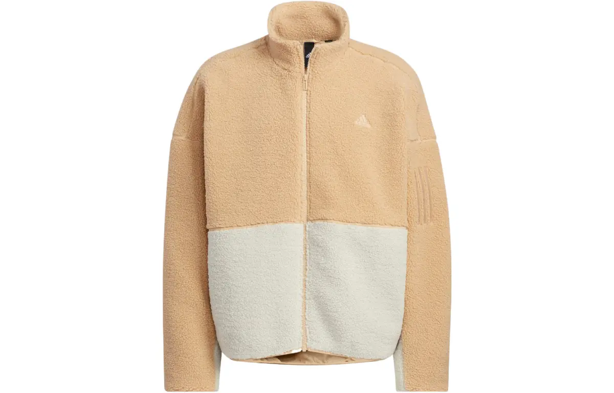 Adidas Jackets Men's Yellow White Stand Collar Moderate Straight Fit