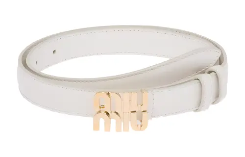 MIU MIU Metal Logo Smooth Buckle Women's White Width 2CM