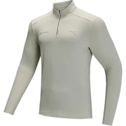 Anta Variety Training Collection Sports Stretch Thermal Fleece Lined Knitwear Men's Cyan Bird Gray