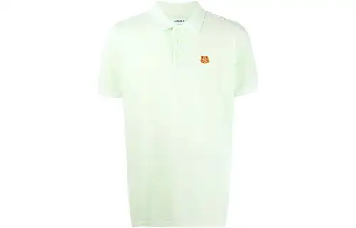 KENZO Polo Shirts Men's Green Polo Collar Moderate Straight Fit