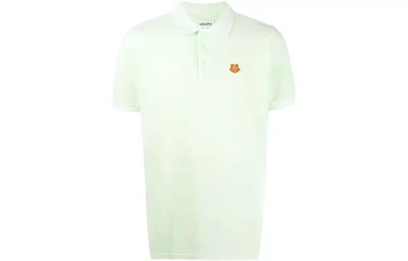 KENZO Polo Shirts Men's Green Polo Collar Moderate Straight Fit