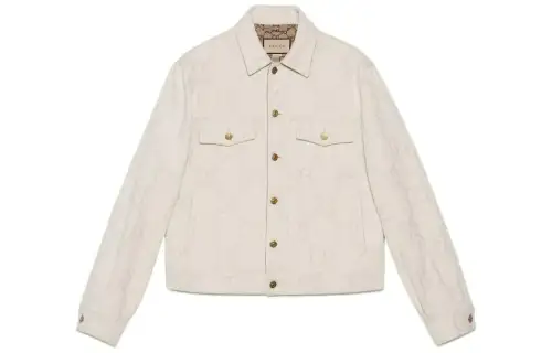 GUCCI Jackets Men's Ivory White Lapel Moderate Other