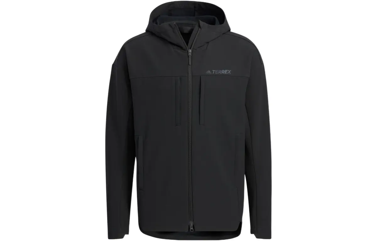 Adidas Jackets Unisex Black Hooded (Non-detachable) Moderate Straight Fit