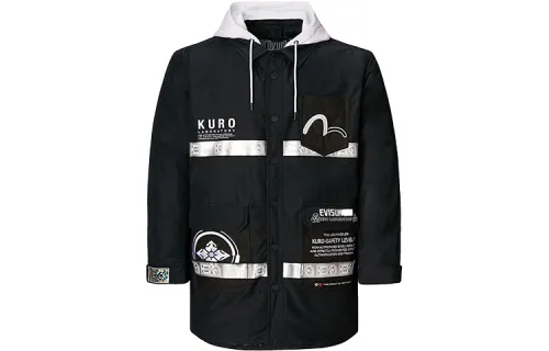 EVISU Jackets Men's Black Hooded Moderate Other