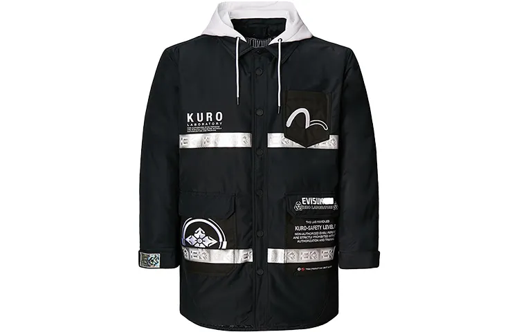 EVISU Jackets Men's Black Hooded Moderate Other