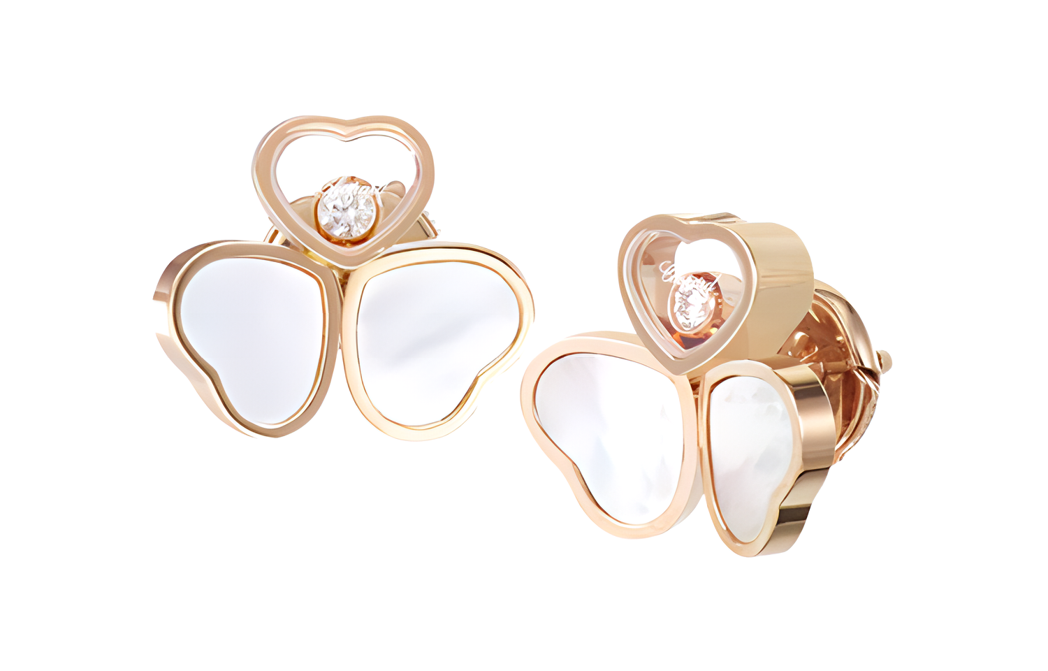 CHOPARD HAPPY HEARTS WINGS series love butterfly diamond earrings women's gold