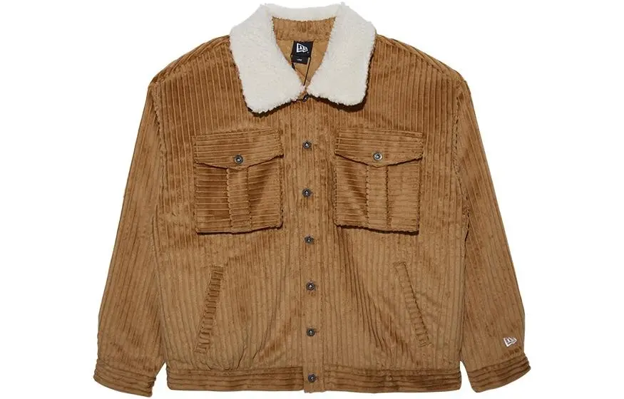 New Era Jackets Unisex Khaki Lapel Moderate Straight Fit