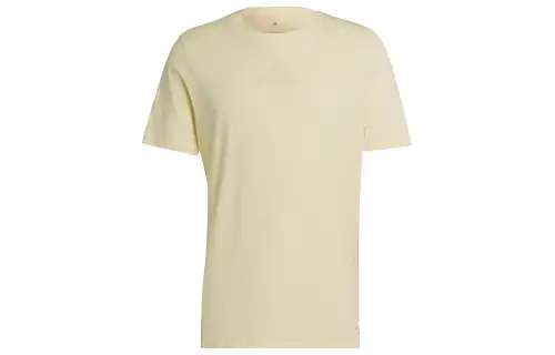 Adidas T Shirts Men's Yellow Crew Neck Moderate Straight Fit