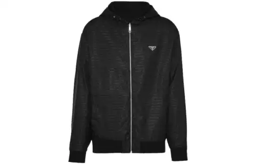 PRADA Jackets Men's Black Hooded Moderate Other